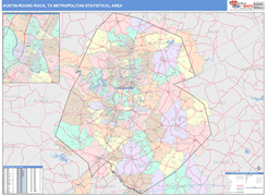 Austin-Round Rock Metro Area Digital Map Color Cast Style